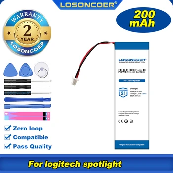 100% Original LOSONCOER 200mAh Bateria de Substituição Para Logitech Holofotes Bateria Remoto sem Fio Bluetooth