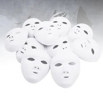 12 Pcs White Party Máscara De Face Total De Cosplay Trajes De Halloween Branco Self Made Festa