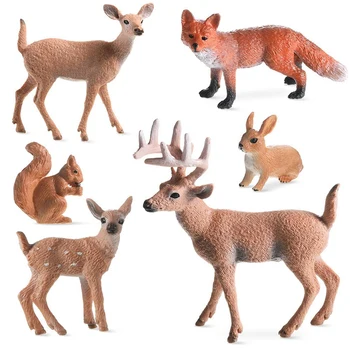 12 Pedaços De Mata Animais, Figuras De Criaturas Da Floresta Figuras De Esquilo Veado Coelho Família Estatuetas Em Miniatura Brinquedos