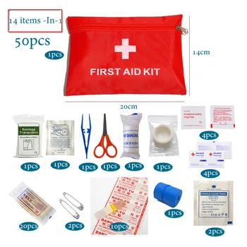 14 Itens/Set Pessoa Portátil ao ar livre Impermeável Kit de Primeiros Socorros para a Família ou Viagens de Tratamento Médico de Emergência