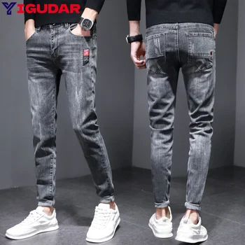 2023 Lavado Jeans Skinny Homens Novos Algodão Reta Elástico Fino Retro Calça de algodão Vestuário Masculino baggy jeans carga calças dos homens