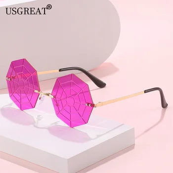 2023 Novo Spider Net Forma Óculos de sol das Mulheres sem aro Marca de Luxo Designer de Óculos de Sol da Moda de Óculos Masculino UV400 Oculos De Sol