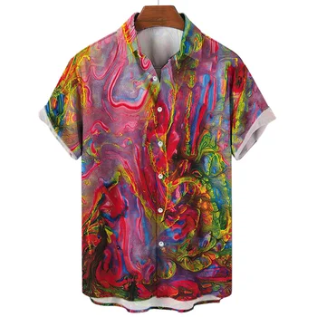 2023-Shirt Para Homens Impressão 3D Pintura a Óleo de Manga Curta Tops de grandes dimensões Tees de Mens Camisas Trippy de Vestuário de Moda Streetwear Blusa