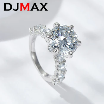 2023New DJMAX Original 925 Prata Esterlina Senhora Anéis de Diamante Raro 3/5ct 100 Corte Facetada de Moissanite Anéis Para as Mulheres de Qualidade Superior