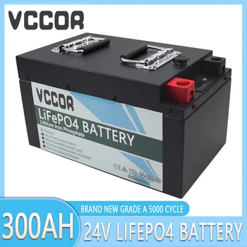 24V Bateria LiFePO4 300Ah 200Ah Built-in BMS de Lítio de Fosfato de Ferro de Célula 5000 Ciclos Para Acampar ao ar livre Carrinho de Golfe Solar de Armazenamento