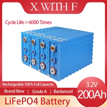 3.2 V Lifepo4 200Ah Packs de Bateria de Célula DIY 12V 24V 48V Baterias Recarregáveis Plena Capacidade Para EV RV Carrinho de Golfe do Banco do Poder