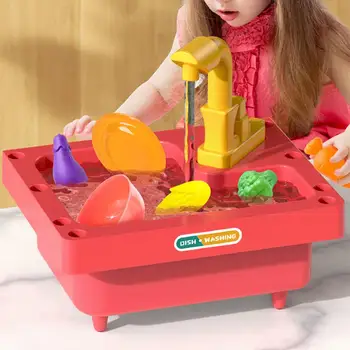 39Pcs/Conjunto de Pia de Cozinha de Brinquedos Com o Ciclo da Água, Sistema de Segurança Divertido Fingir Playset Para Meninos E Meninas de Abastecimento