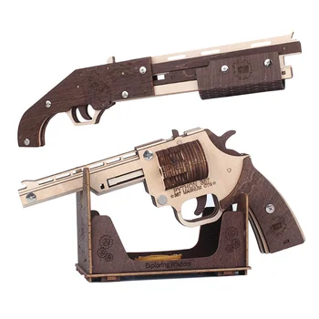 3D DIY Montagem de Quebra-cabeça Clássico de duas Cores Pistola Espaço de Arma de Modelo de Decorações Crianças Brinquedos de Menino Concentração de Cultivar os Dons
