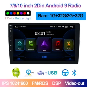 9 polegadas IPS Tela Android auto-Rádio Multimédia Navegação aparelhos de som DSP Universal Autoradio Bluetooth, GPS, wi-Fi de FM USB câmera traseira