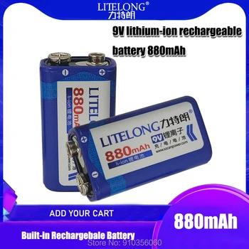 9v 880 mah LITELONG SUPER GRANDE do li-íon de lítio Recarregável Bateria de 9 Volts garantia do Fabricante