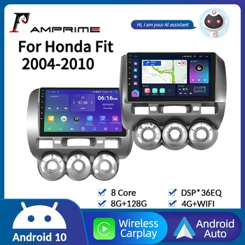 AMPrime Android Rádio do Carro Para Honda Fit Jazz 2004-2010 Multimídia Vídeo Player 2din 4G Carplay GPS de Navegação de Áudio da Unidade principal