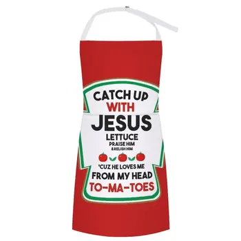 Apanha-se COM JESUS ( RELIGIOSOS E FUNNY T-SHIRT 2021 ) Feliz Natal Avental de Chef Uniforme Cozinha Aventais Homens Avental de Cozinha Para Homem