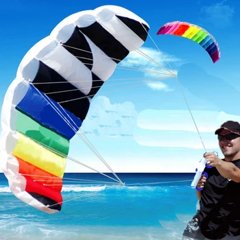 Arco-íris Duplo Linha Soft Pipa Kite Stunt Dupla Linha Profissional de Adultos Fácil Voando na Brisa Skeletonless Pipa de Esportes de Praia