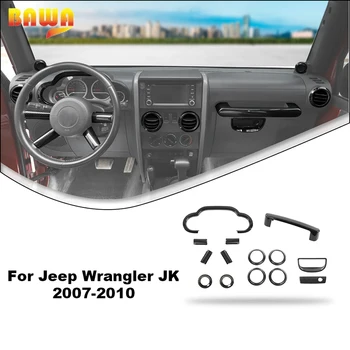 BAWA ABS com Fibra de Carbono de Padrão de Volante, Painel de Decoração de Cobertura Para Jeep Wrangler JK 2007-2010 Acessórios do Carro