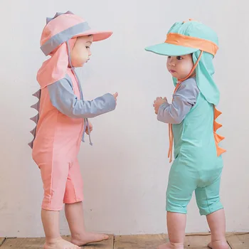 Bebê Maiô 2023 Verão Uma peças de roupa de Banho para Crianças de Dinossauros de Meninos Meninas rapazes raparigas de Surf Atender Crianças Protetor solar Baby Roupas de Banho