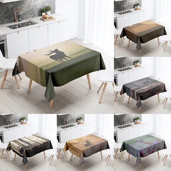 Belo veado toalha noite de névoa toalha de mesa anti-incrustantes impermeável toalha de mesa retangular mesa da cozinha, a decoração home