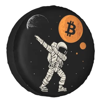 Bitcoin Para A Lua Enxugando Astronauta Tampa do Pneu Sobressalente para Mitsubishi Cryptocurrency Blockchain BTC Geek Roda de Carro Protetores