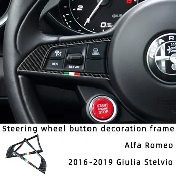 Botão No Volante Decoração Quadro De Fibra De Carbono Adesivos De Carros Alfa Romeo 2016-2019 Giulia Stelvio Acessórios De Decoração