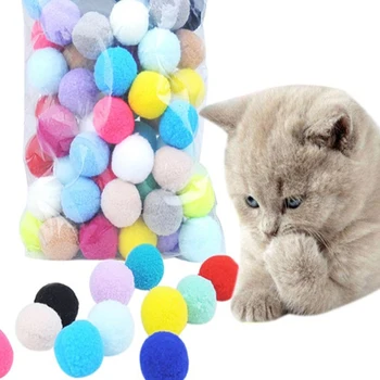 Brinquedos do gato Trecho de Pelúcia Bola de 0,98 em Brinquedo do Gato Bola Criativo Interativo Colorido Gato Pom Pom Gato de Brinquedo de Mastigar Formação Bola
