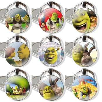 Cartoon Moive Shrek Coon De Design De Moda, Desenhos Animados Criativo Cabochão De Vidro Pingente De Chaveiro Carro Chaveiros Artesanais