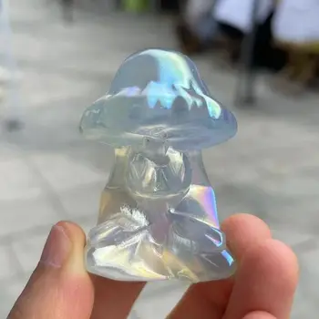 Cogumelo Modelo Esculpido Em Cristal Natural Reiki De Cura OpalQuartz Escultura Animal Estatueta De Artesanato Casa Gem Decoração De Férias
