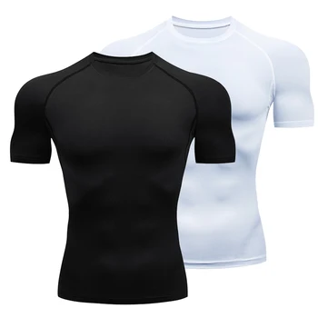 Compressão Executando T-Shirt Dos Homens Musculação Secagem Rápida Formação De Camisas De Jersey Sportswear Ginásio De Esporte Tshirt Homens Rashgard