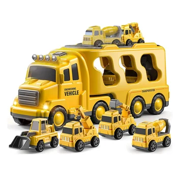 Construção De Caminhão De Brinquedos 5-Em-1 Amarelo Carros De Brinquedo Para Crianças De 1-3, Natal, Presentes De Aniversário Para Crianças