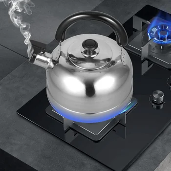 De Som Pote De Aquecimento Teakettle Fogão A Gás Durável, Teapot Engrossar Água Assobiando Home De Aço Inoxidável