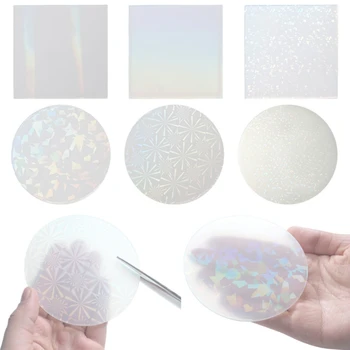 DIY Cristal de Resina Epóxi Laser Holográfico Flash de Transferência de Espelho de Silicone Folha