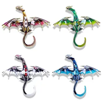 Esmalte cartoon dragão voador broche para mulheres e homens, em 4 cores novas de design animal lendário broche de presente