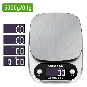 Família Balança de Cozinha Electrónica Escala de Alimentos de Cozimento Escala de Medição de Ferramenta a Plataforma do Aço Inoxidável Com Visor Lcd de 5 kg/ 0,1 g