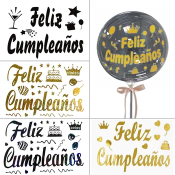 Grande 36inch espanhol Feliz Cumpleaños Adesivos Feliz Aniversário Balões DIY Adesivos Para a Festa de Aniversário da Caixa de Presente Decoração