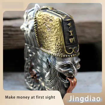 Heibai de Wuchang, mais leve retro dominante vê o dinheiro querosene de prata isqueiro mão esculpida rebolo mais leve