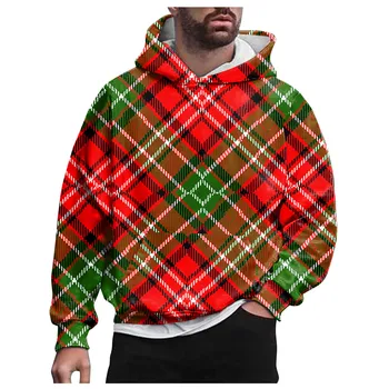 Homens tops Streetwear xadrez Impresso com Capuz Sweatershirt Com Mangas compridas, Sobretudo Para o sexo Masculino no inverno E No Outono 후드티