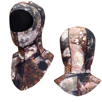 Inverno Homens Mulheres Camuflagem do Neopreno de 3MM Térmica de Mergulho Chapéu de Sol o Arnês à prova de Máscara de Facekini de Surf Mergulho touca para Natação
