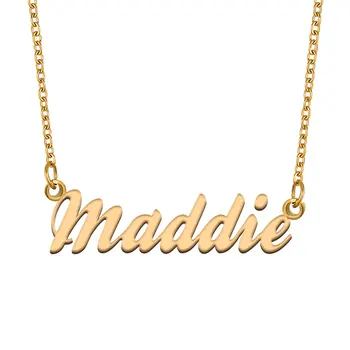 Maddie Nome de Colar para as Mulheres, a Jóia de Aço Inoxidável Chapeados Ouro da Placa de identificação da Cadeia de Pingente Femme Mães Namorada de Presente