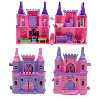 Mini Simulação Castelo de Brinquedos de DIY em Miniatura Boneca Princesa House Villa Castelo Modelo de Casa de Jogo de Cena Brinquedo Educativo