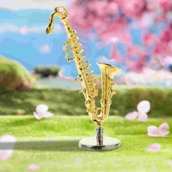 Miniture Decoração De Casa De Bonecas Acessórios Musicais Ornamento Em Miniatura Saxofone Liga De Modelo Pequeno Simulado Criança