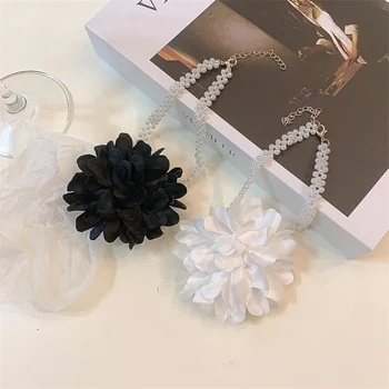 Multi-Camada de Imitação Colar de Pérolas para a Fêmea Flores Grandes Clavícula Festa de Casamento Jóias Vestido Acessórios Europa