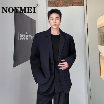 NOYMEI Darkwear Moda Estilo coreano de Homens de paletó de Cor Sólida, Pelagem Dupla Aba Design Casual Masculino Blazers WA2296