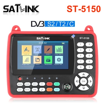Original SATLINK ST-5150 DVB-S2/T2/C COMBO HD por Satélite Finder Medidor de H. 265 HEVC MPEG-4 QPSK 8PSK 16APSK 4.3 Polegadas TFT LCD