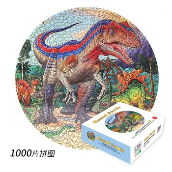 Papel de 1000 Peças Redondas de Dinossauro de Brinquedo Quebra-cabeça para Adultos, Jogos para Jogar em Família Difíceis quebra-Cabeças para Adultos Presente de Natal P461