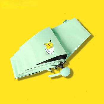 Pikachu Cápsulas Guarda-chuva guarda-Sol Guarda-chuva de Proteção solar e Proteção UV Mini Compacto cinco vezes Guarda-chuva Bonito e Portátil