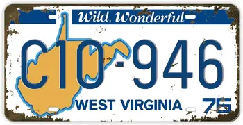 Placa de licença Réplica, 1970 Base do Design Retrô, Estilo Vintage Sustentar a Vaidade de Registo Automóvel Tags (West Virginia) Parede de Metal Sinal