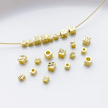 Revestida de ouro, a cor protegida, modelado, cortado em diagonal do quadrado contas, artesanais DIY pulseiras de materiais de jóias, acessórios