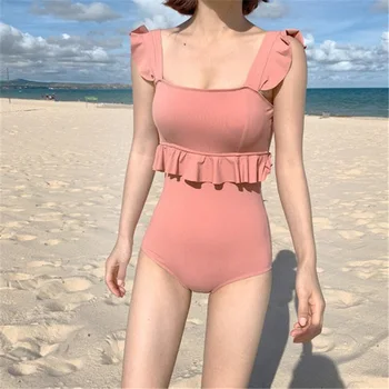 Roupa de banho de Uma Peça de roupa de Banho Mulheres trajes de Banho Plissado Maiô Acolchoado maiô sexy Monokini moda praia de Verão, Uma Peça de Ternos