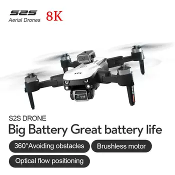 S2S 4k/8K de Câmara HD Drone Evitar Obstáculos sem Escova Dobrável Quadcopter RC Drone Brinquedo 2,4 g wi-Fi Drone Helicóptero Drone