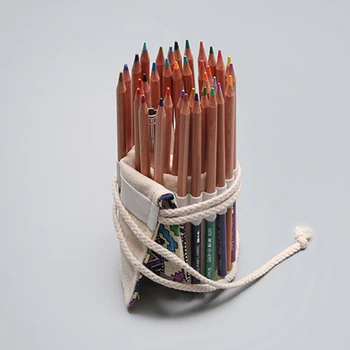 Simples Lápis de Bolsa de Caneta, Saco de Lona Desenho para Colorir a Lápis de Rolo Organizador para o Aluno Artista Viajante