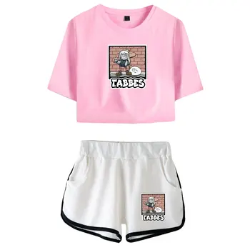 Tabbes os fãs de música barriga-baring conjuntos Impressos curto tshirt ginásio de esporte conjuntos de streetwear calças para mulheres desporto naipe