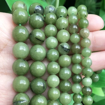 Verde Jade Esferas de 6mm 8mm 10mm Rodada Solta Esferas Espaçador para Fazer Jóias Diy Pulseira, Colar de Acessórios por Atacado